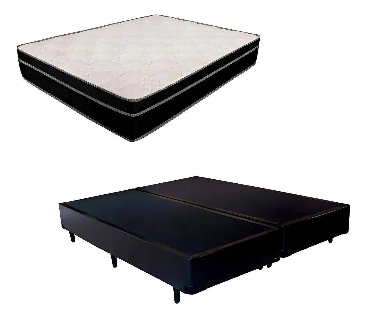 Cama Box Casal 138cm Preto Com Colchão Bello Box Paris Molas Ensacadas