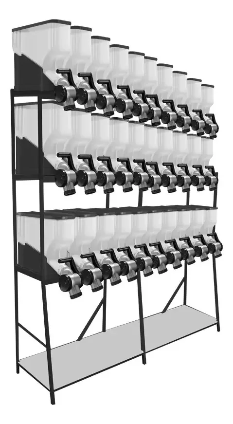 Dispenser Armazenamento De Cereais 30 Módulos 45l Cor Preto
