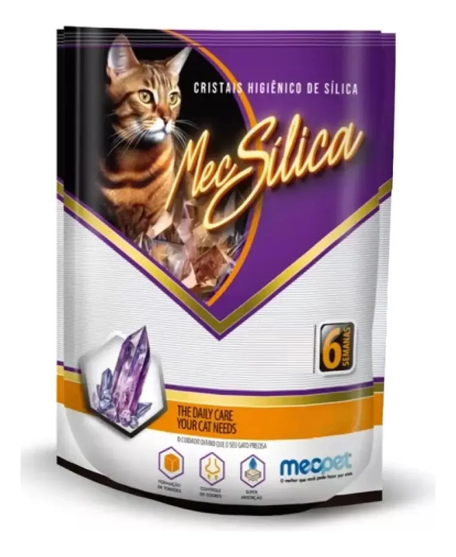 Sílica Gel Areia Sanitária Para Gatos Pet Mec Silica 1,2kg