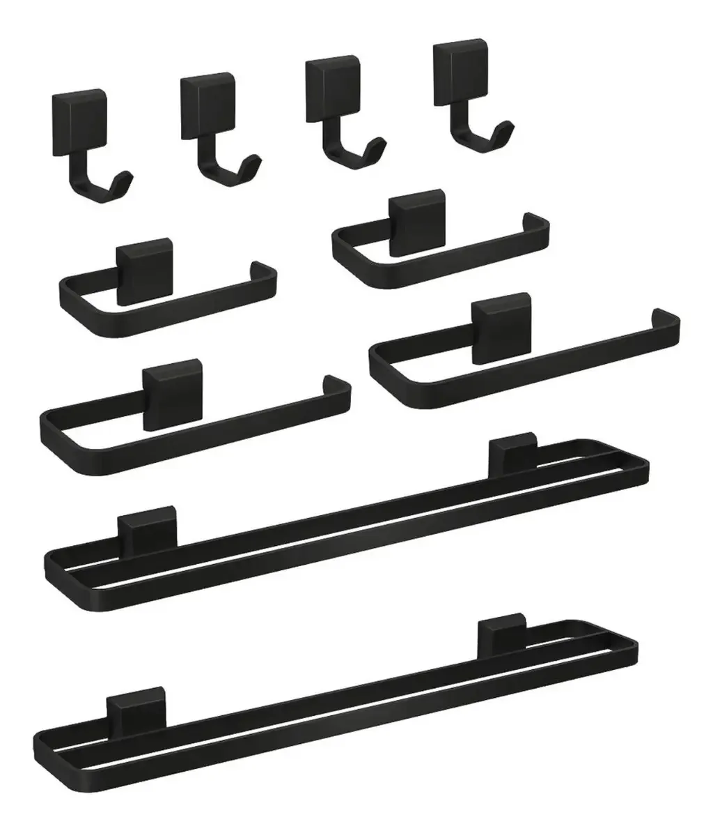 Kit De Acessórios Para Banheiros 10 Peças Toalheiros Duplo