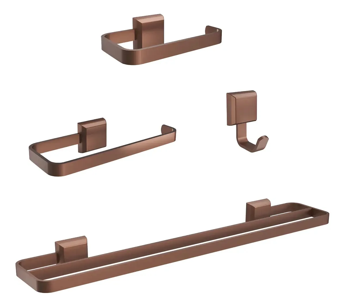 Kit Acessórios Para Banheiros 4 Pçs Banhoduplo Corten Marrom