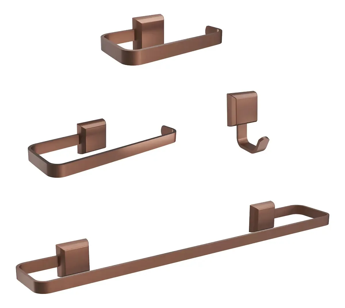 Kit De Acessórios Para Banheiros 4 Peças Marrom Corten