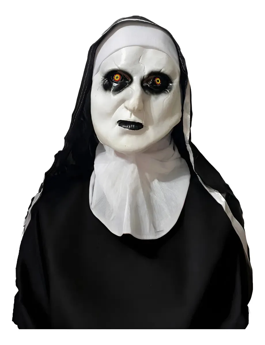 Máscara Freira Do Mal C/ Capuz Em Eva Cosplay Halloween Cor Branco