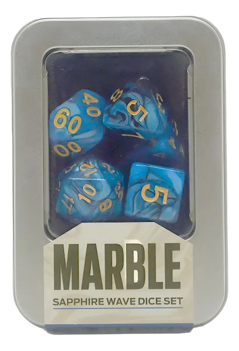 Jogo De Dados RPG Poliedro Marble Saphire Wave 7 Peças