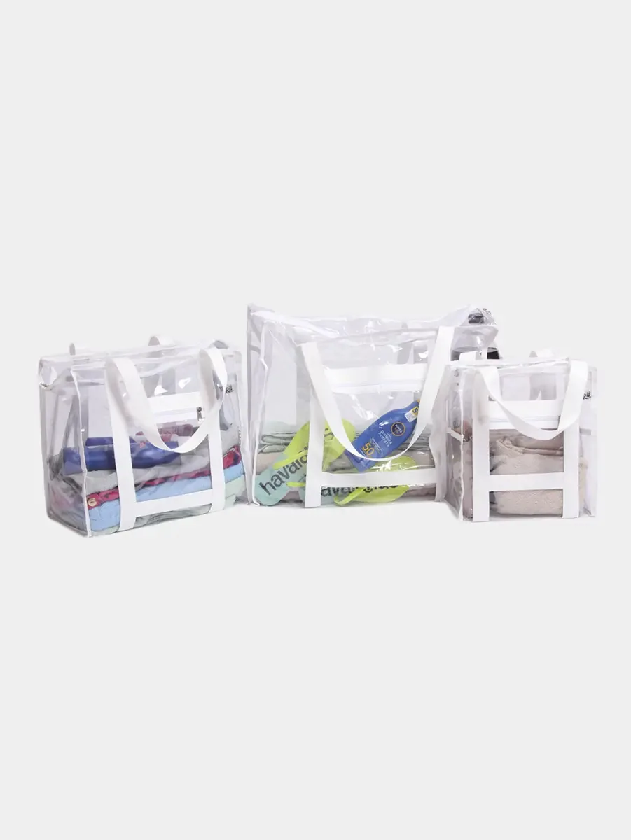 Bolsas De Praia E Piscina Yupii Conjunto Com 3 Tamanhos Branco