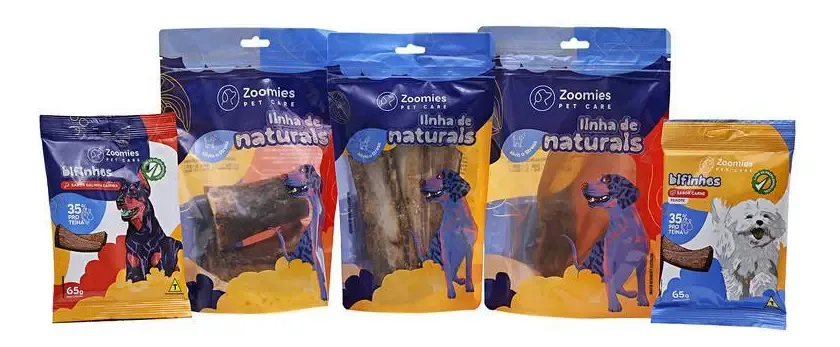 Kit Petiscos Para Cães Zoomies 8 ( Bifinhos, Orelha, Ossos)