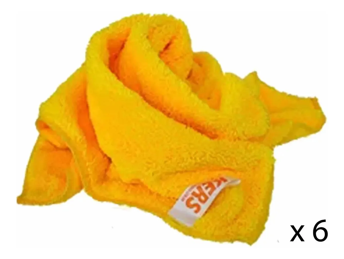 6 Flanelas De Microfibra Automotiva 40x60cm 360gsm Kers