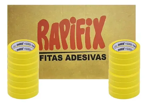 Caixa Com 66 Fitas Crepe Automotiva Amarelo 18x40 Rapifix