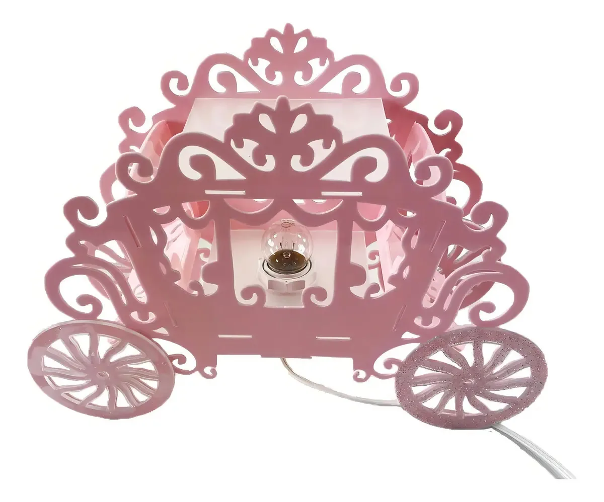 Abajur Luminária Carruagem Princesa - Rosa