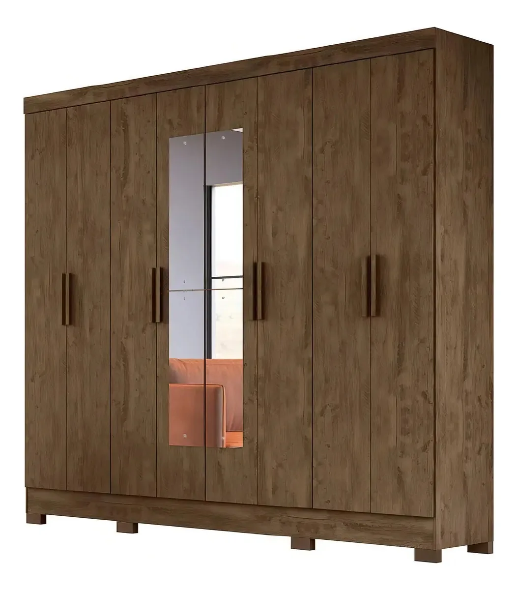 Guarda Roupas Casal 8 Portas 4 Gavetas Castanho Castanho