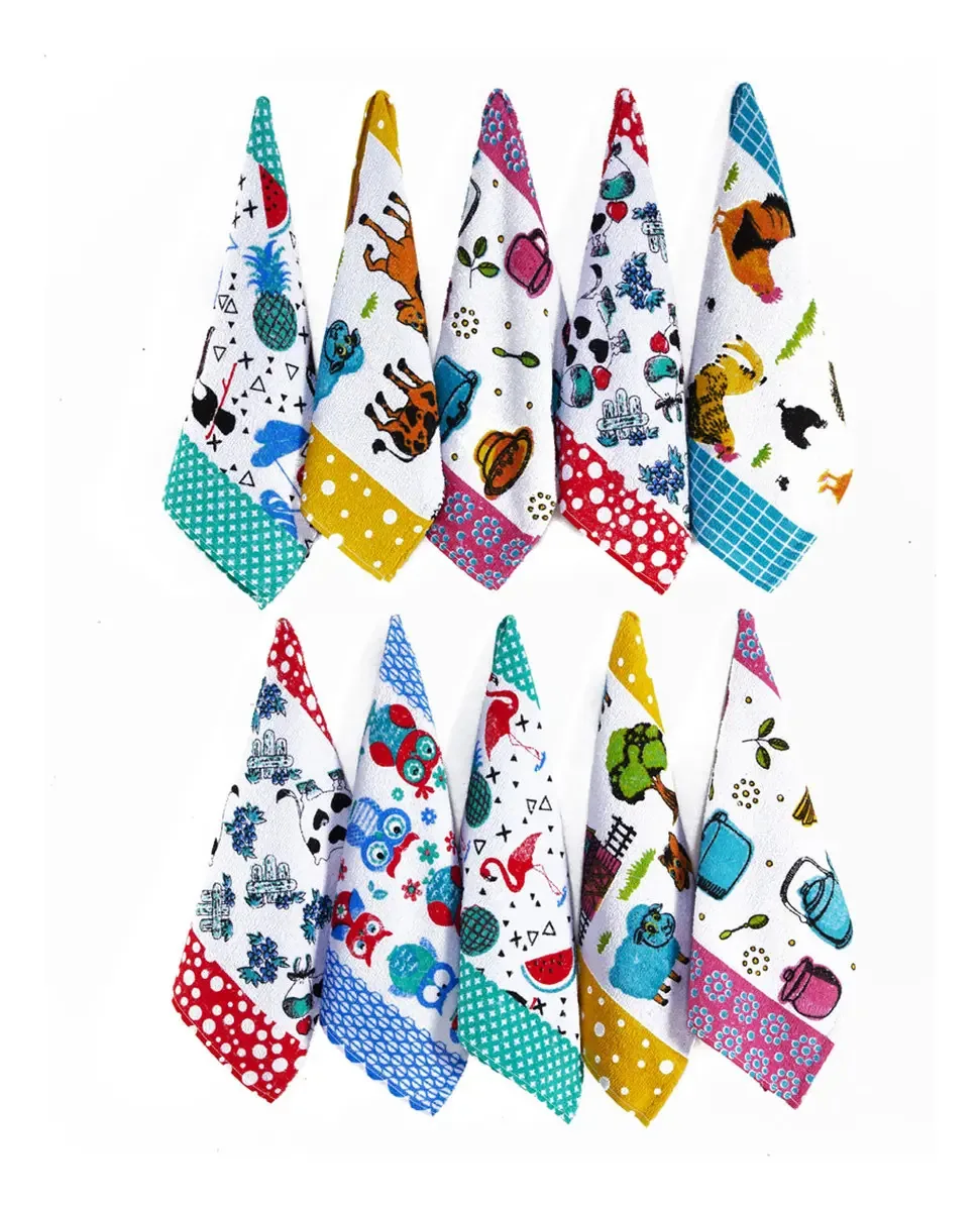 Kit 10 Panos De Prato Copa Cozinha Com Estampas Variadas Cor Branco Estampado Dianneli Veneza