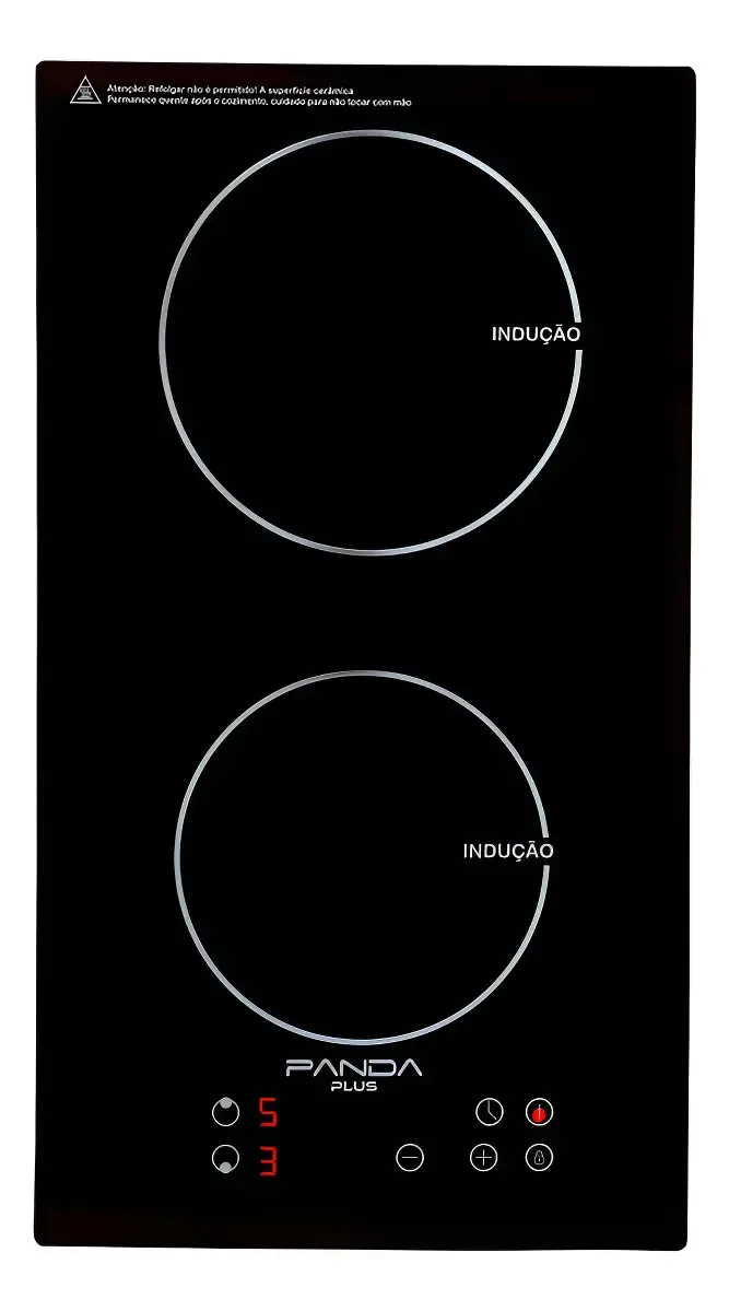 Cooktop Eletrico Indução Preto Panda Plus 2 Bocas