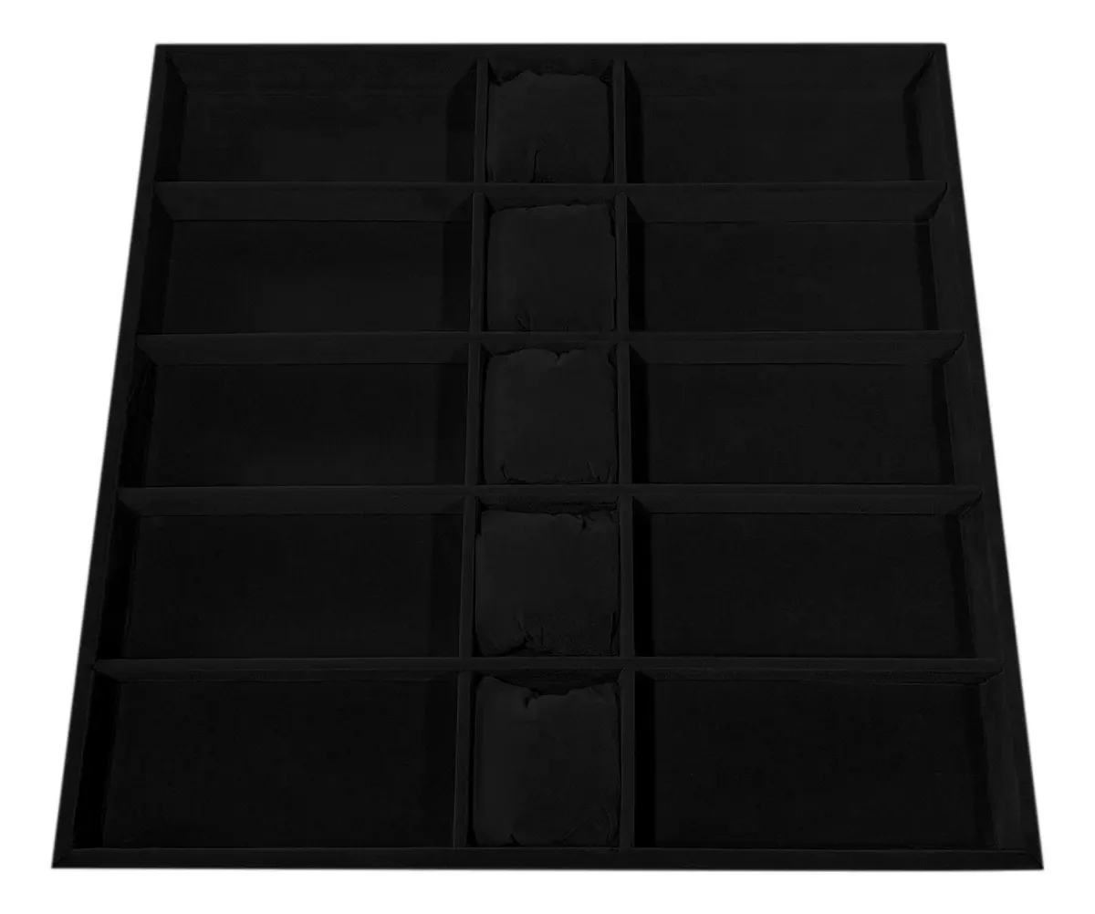Bandeja Porta Joias Bijuterias Colar Gaveta Closet Veludo Cor 40 X 40cm / Preto Óculos Relógios