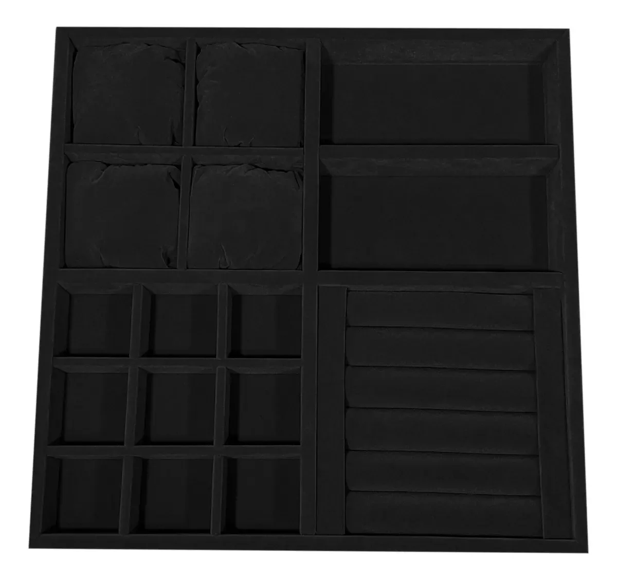 Bandeja Organizadora Gaveta Porta Joias Acessórios Veludo Cor 30x30 / Preto Joias