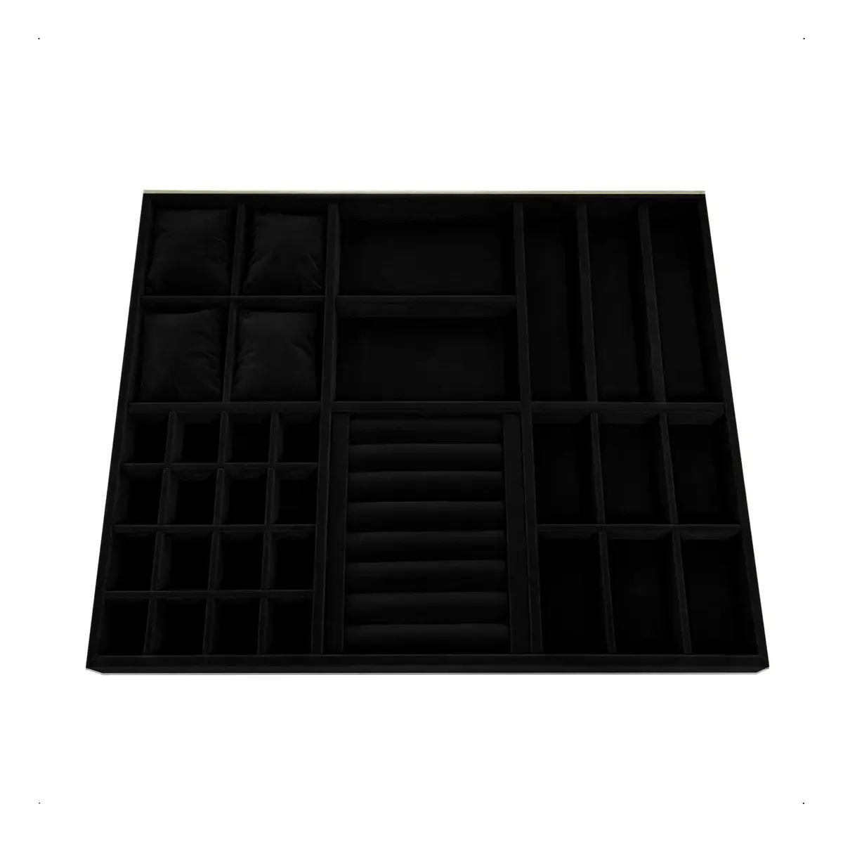 Bandeja Porta Joias Bijuterias Colar Gaveta Closet Veludo Cor 50 X 40cm / Preto Joias H