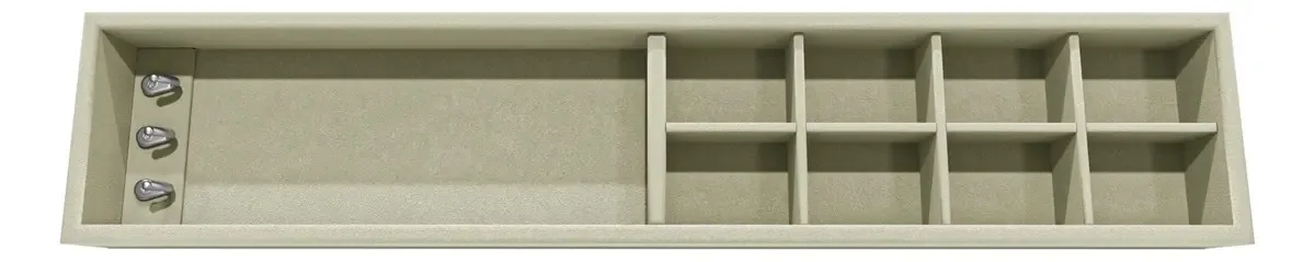 Bandeja Organizadora Gaveta Porta Joias Acessórios Veludo Cor 10x40 / Bege Joias