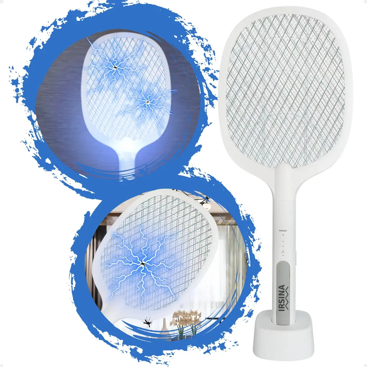 Raquete Elétrica IRSINA USB 3000V Luz LED UV Mata Insetos