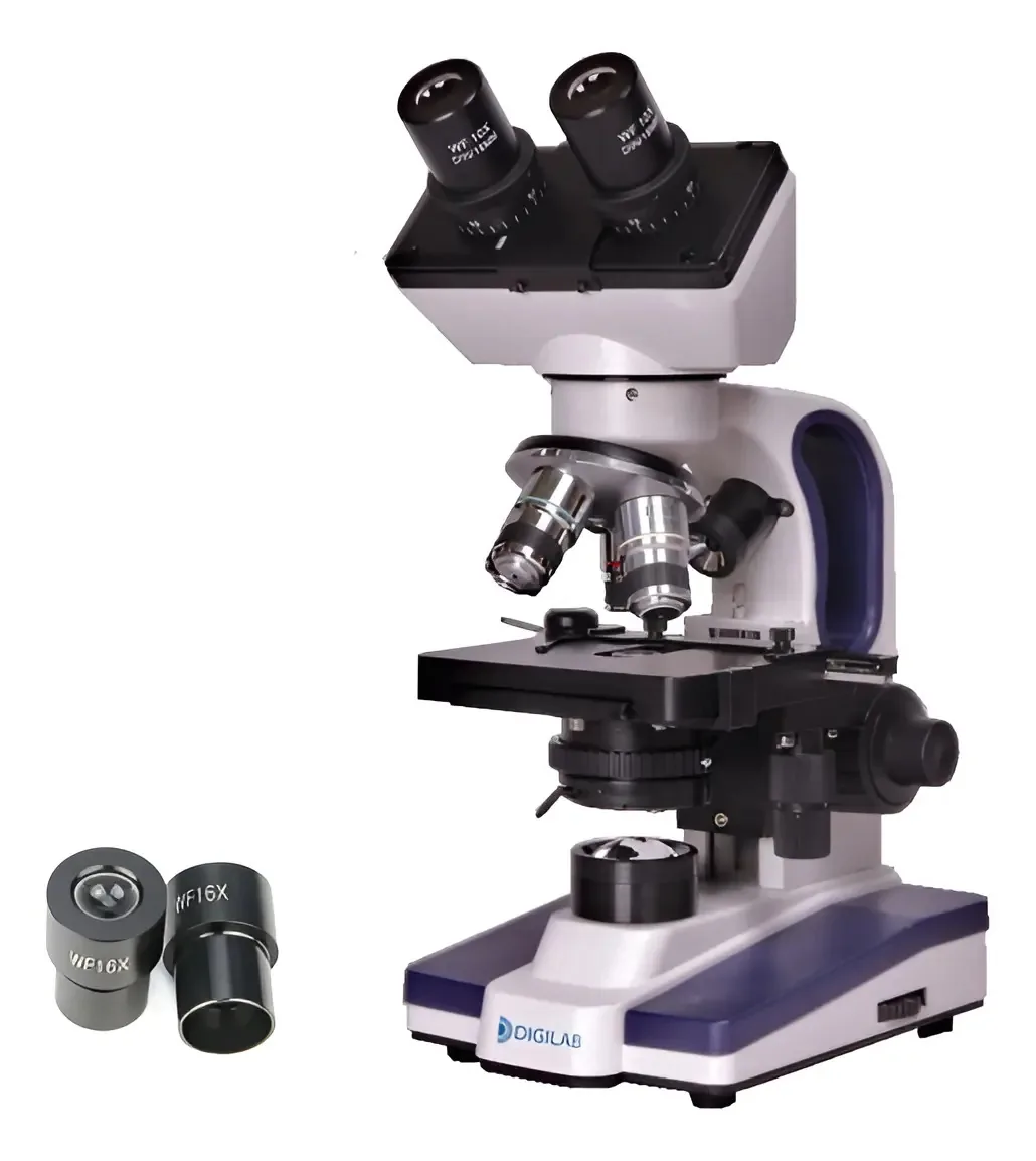 Microscópio Biológico Binocular Aumento 1600x Led E Branco