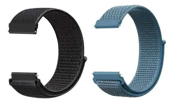 Kit com 2 Pulseiras de Nylon para Smartwatch 20mm, Preto-Azul Cape Code