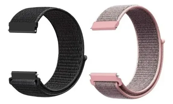 Kit com 2 Pulseiras de Nylon para Smartwatch – Preto e Rosa
