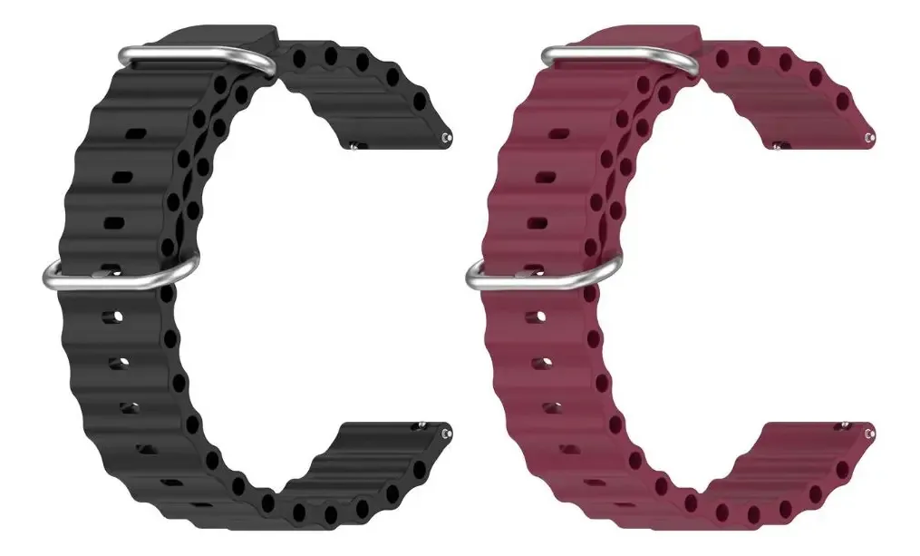 Kit Pulseiras Relógio Silicone Compatível Oceano 20mm