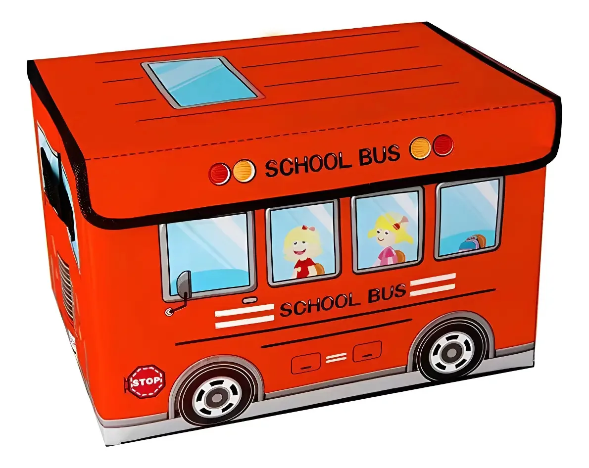 Caixa Organizador Infantil Dobrável Brinquedo Ônibus Escolar