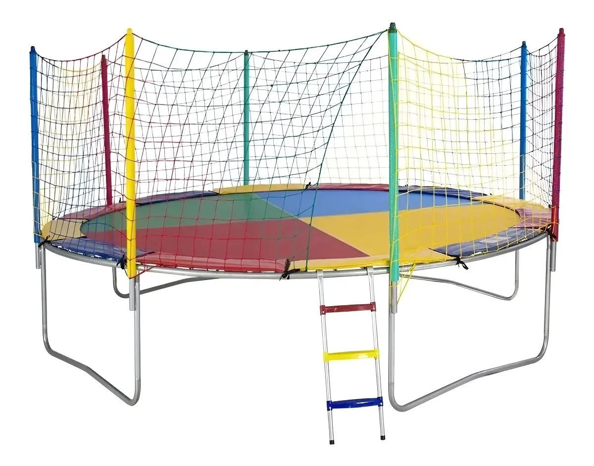 Cama Elástica Papibrink 3,66m Colorida Profissional Com Rede e Escada