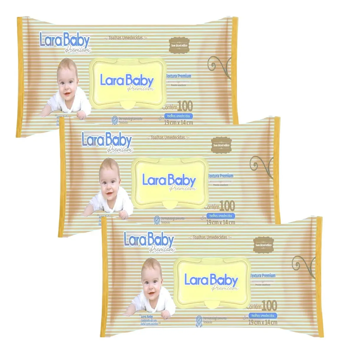 Kit C/3 Lenços Umedecidos Lara Baby 100 Toalhinhas