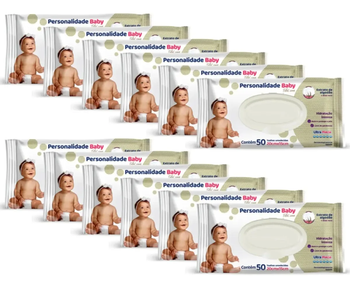 Lenços Umedecidos Personalidade Baby 100 Toalhinhas Kit 12un