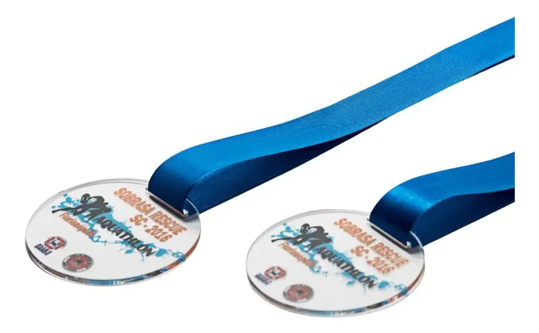 Medalha Acrílico Personalizada Redonda - Kit 3 Peças