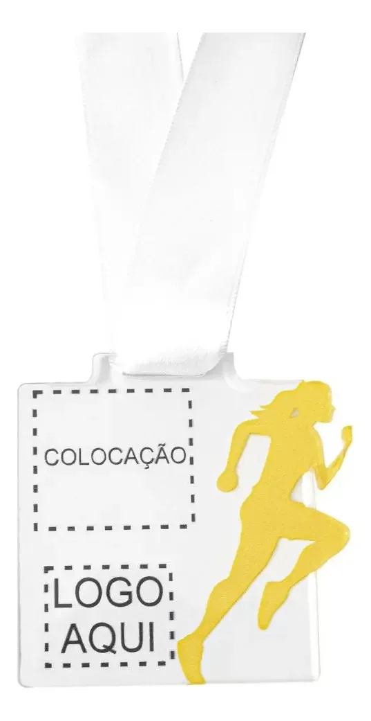 Medalha Acrílico Personalizada Esportiva Quadrada
