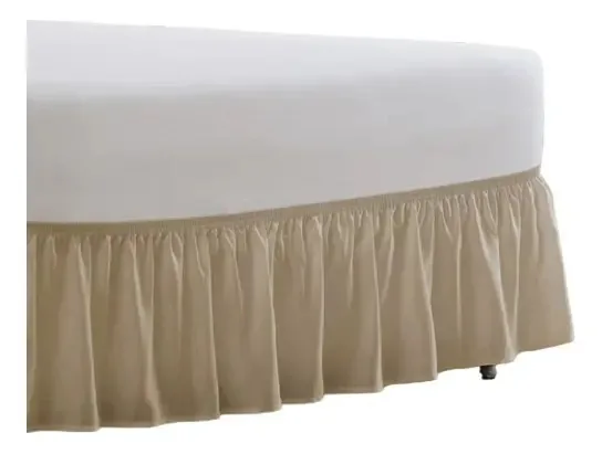 Saia Box Para Cama Casal Padrão Franzida - Cor Avelã