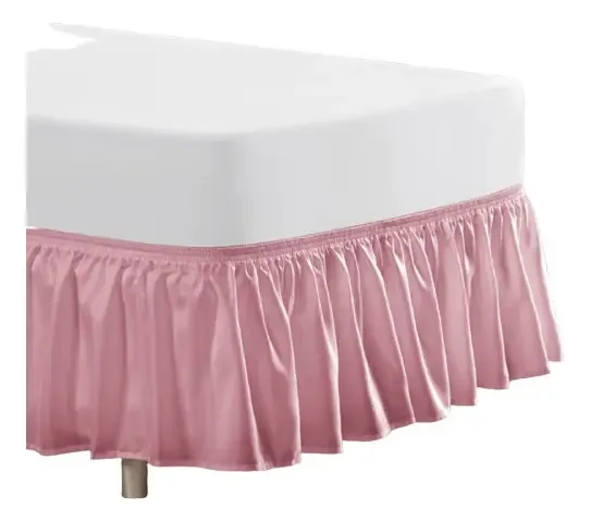 Saia Box Para Cama Solteiro Ajustável - Cor Rose