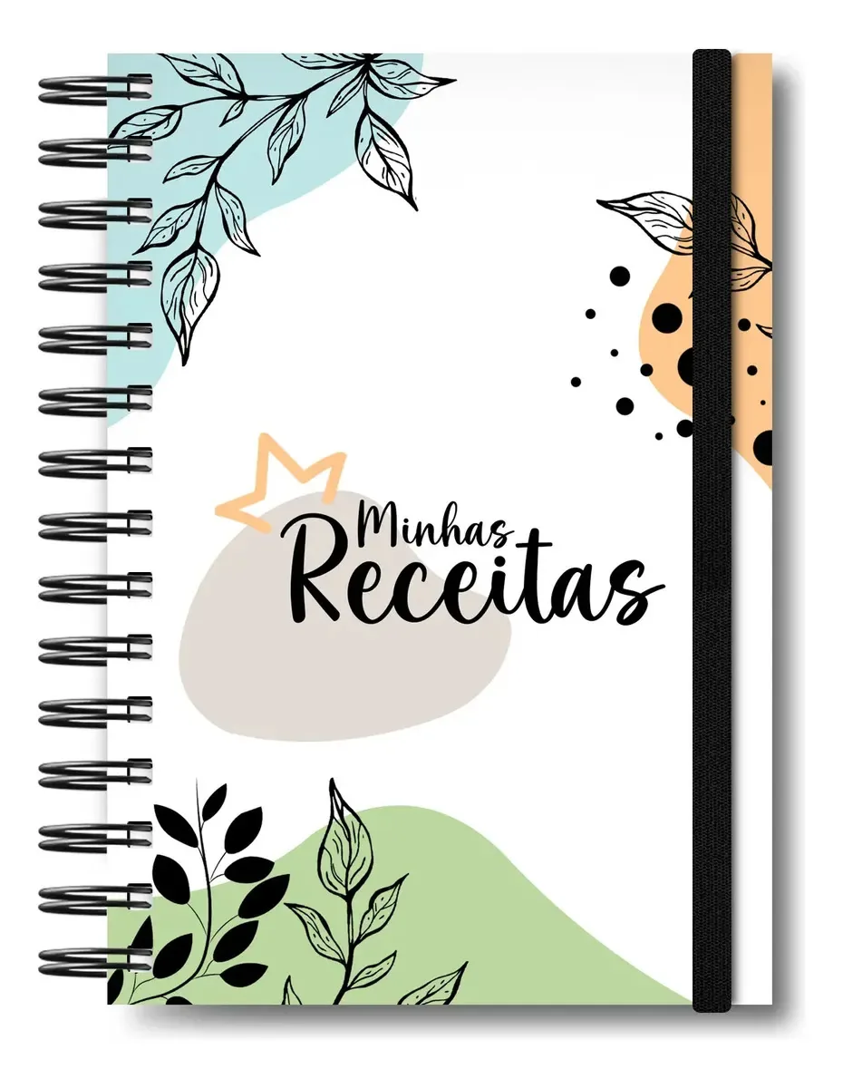 Caderno Minhas Receitas Culinária Caderneta Anotação Florida Capa Flores
