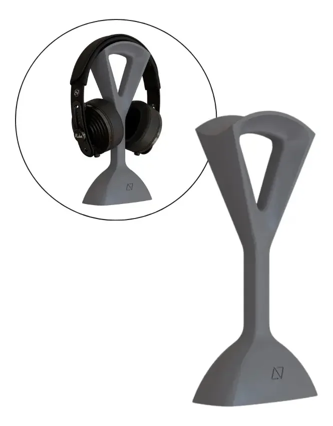 Suporte De Headset E Fone De Ouvido Balmen Cinza Elements Mesa Escritório Gamer Design