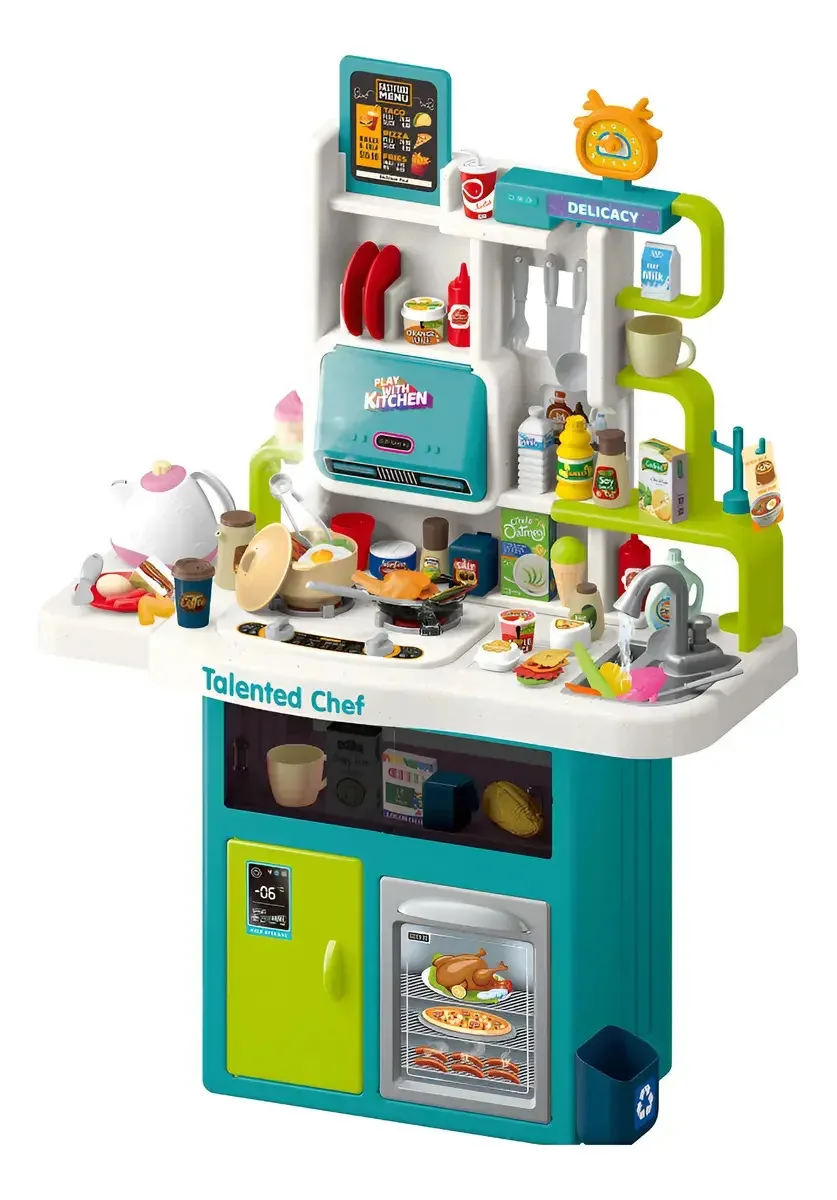 Cozinha Infantil Niro Brinquedos Plástico Verde Água 115 Peças