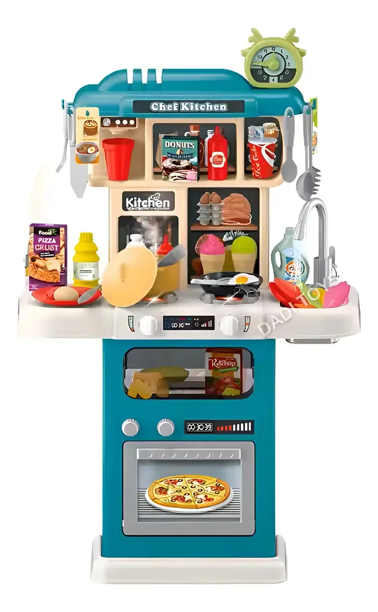 Cozinha Infantil Niro Brinquedos Luz Som Água 63 Peças Verde