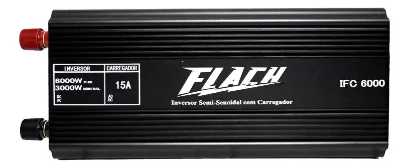 Inversor de Corrente Flach 3000W com Carregador de Bateria para 12V e 127V