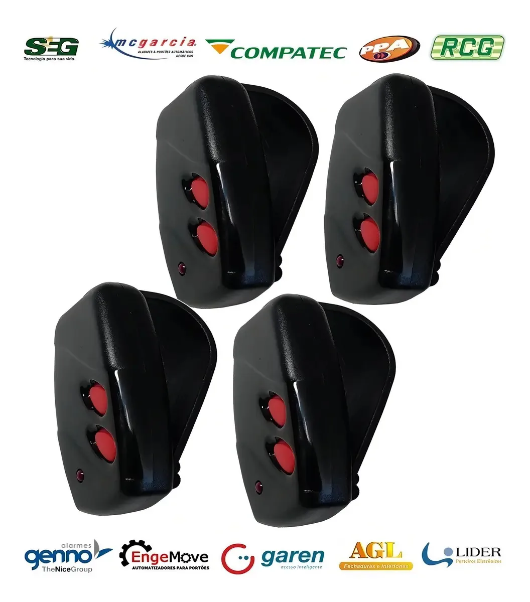 4 Controles Remotos 433,92 Mhz Com Suporte Para Motor Portão