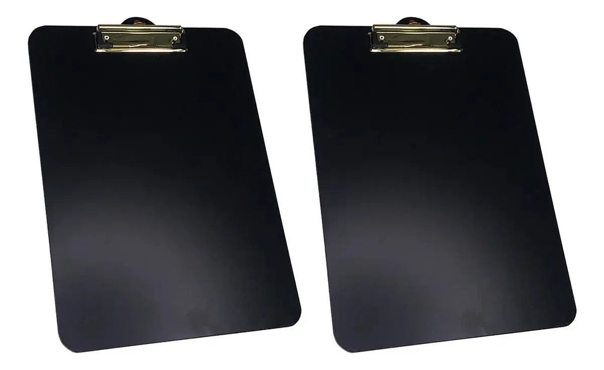 Kit 2 Pranchetas A4 Douradas Stalo para Escrever com Giz MDF Preto Fosco