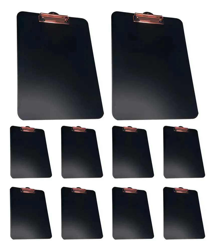 Kit 10 Pranchetas A4 Stalo MDF Preto Fosco P/ Giz Líquido Cor Rose