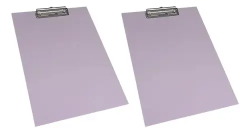 Kit 2 Pranchetas A4 Stalo Coloridas Lilás MDF Prendedor