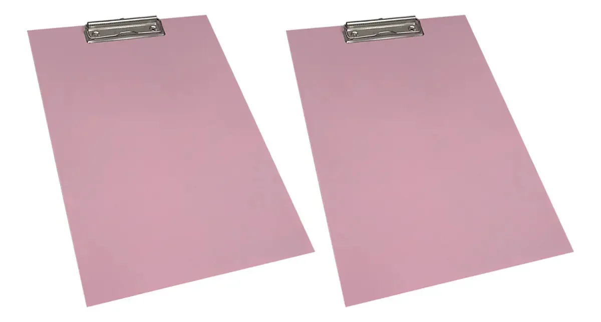 Kit 2 Pranchetas A4 Coloridas Stalo MDF Rosa com Prendedor Metálico