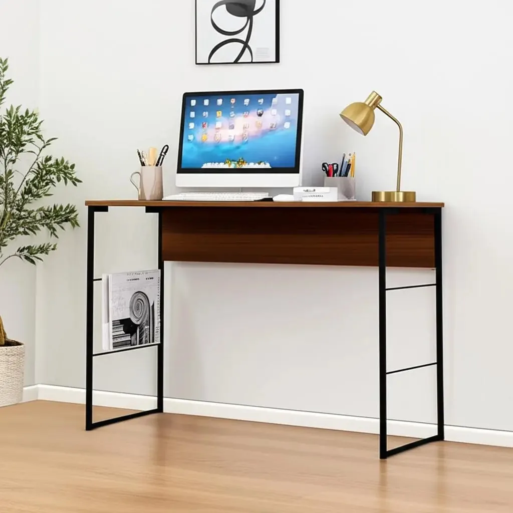 Mesa Industrial Para Escritório E Quarto Para Computador Pc Cor Preto/Mel