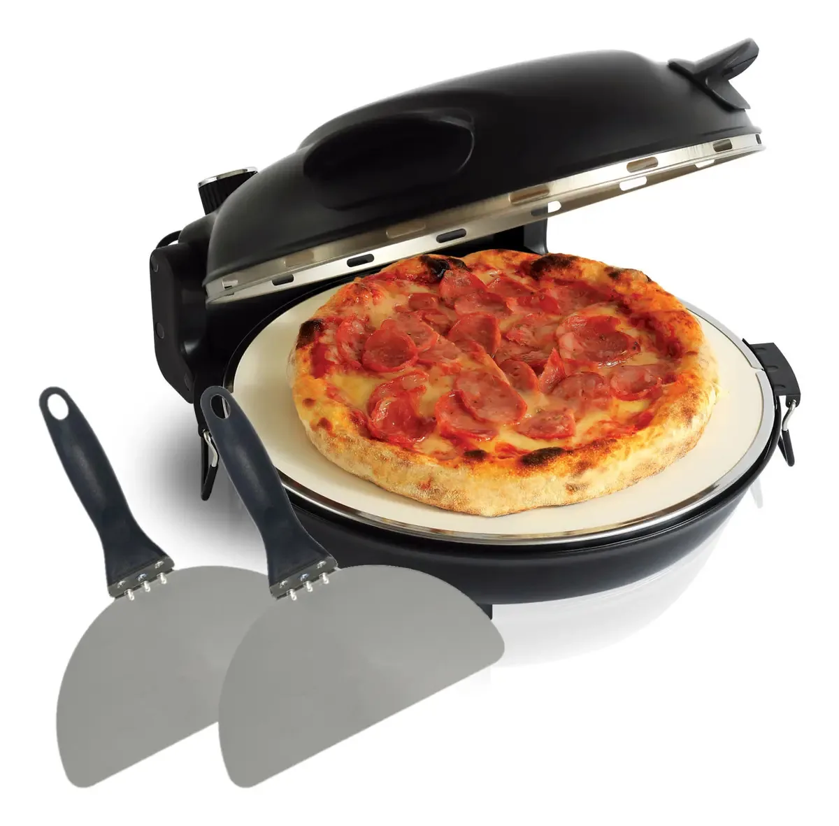 Forno de Pizza Elétrico Hamilton Beach com Visor e Pedra Refratária para Pizzas de 32 cm