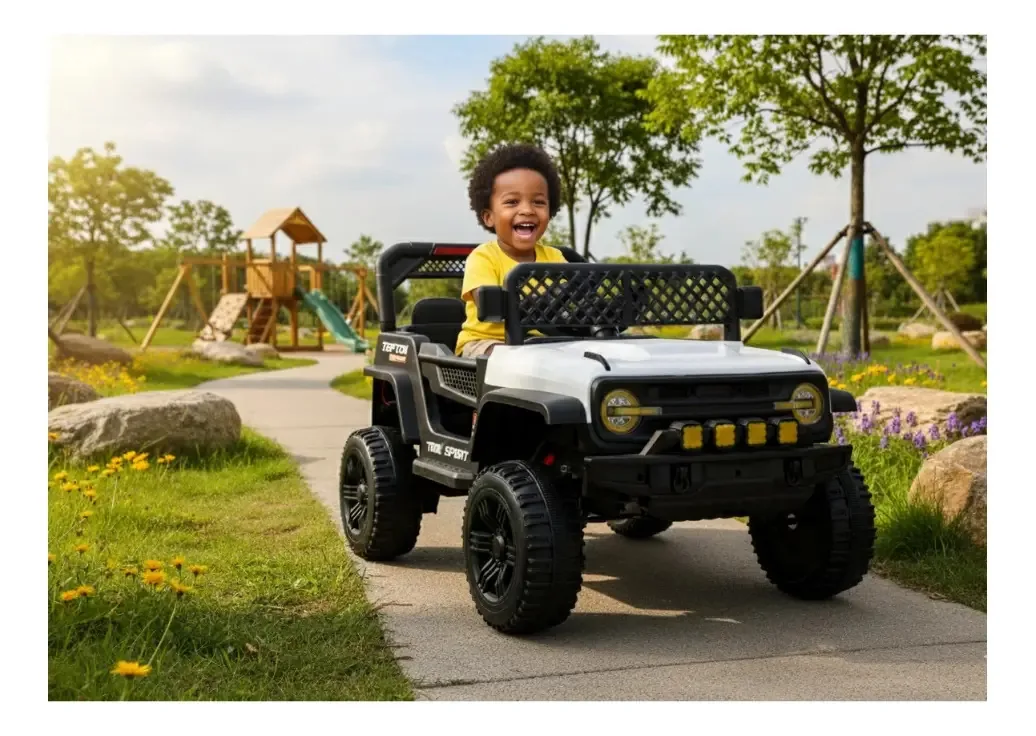 Jipe Elétrico Infantil Bang Toys N6 12V Branco C/ Controle e Bluetooth