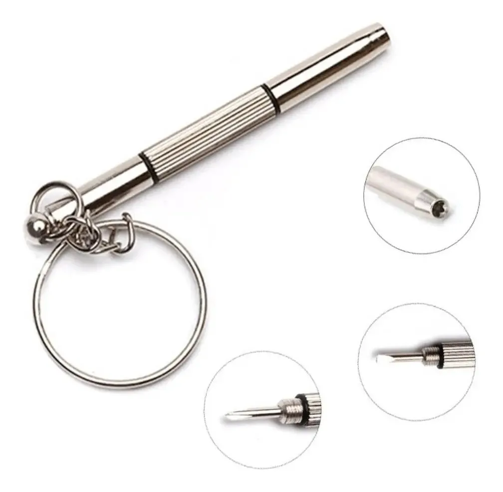 Kit 2 Mini Chave Fenda Apertar Parafuso Oculos Relogio Cor Prata