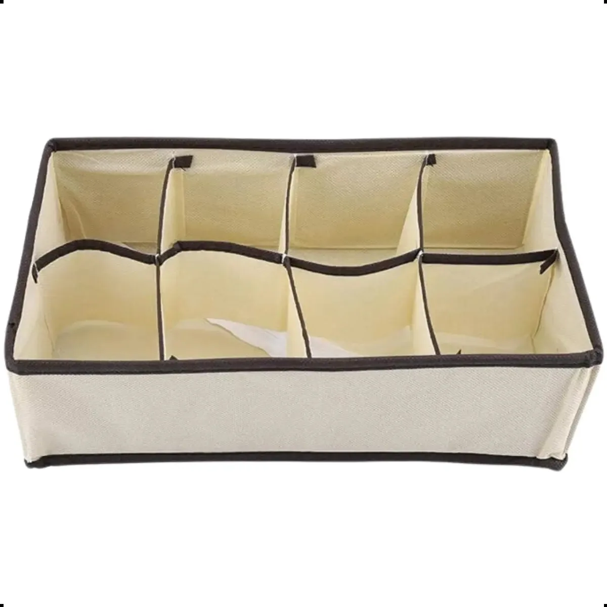 Organizador De Gaveta Guarda Roupa 32x16x10 8 Divisões Bege