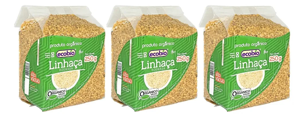 Cereais Linhaça Dourada Ecobio Orgánico em a vácuo sem glúten 250 g pacote x 3