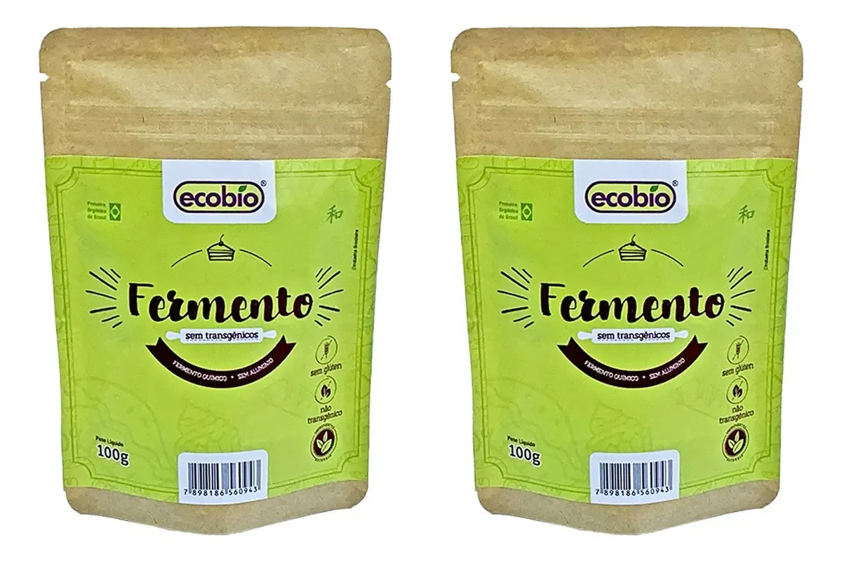 Kit 2 Un Fermento Químico Ecobio Não Transgênico S/ Alumínio